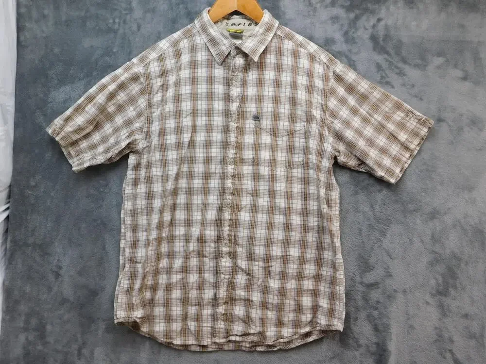 The North Face A5 Series Shirt Men Medium Brown Plaid Short Sleeve Button Hiking